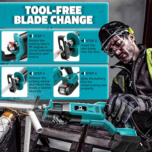 image for Cordless Reciprocating Saw for Makita 18V Battery,Cerycose Brushless R