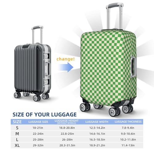 Green And White Chessboard Pattern Elastic Travel Luggage Covers Dustproof Scratch-Resistant Suitcase Protector Fit 22-24 Inch4
