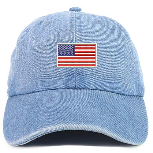 Trendy Apparel Shop Youth Sized White American Flag Embroidered Adjustable Unstructured Baseball Cap