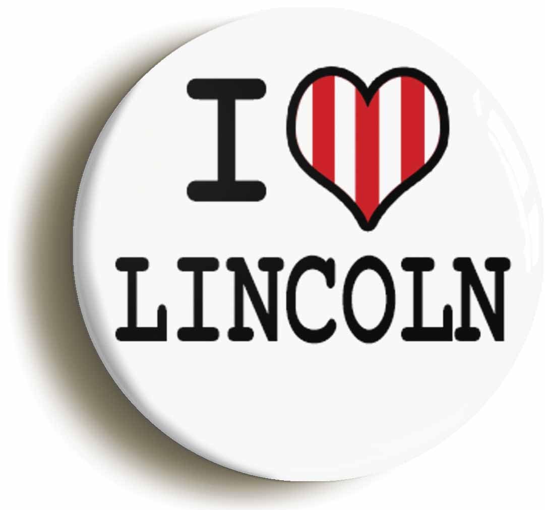 I Heart Love Lincoln Fridge Magnet (Circular 2inch / 50mm Diameter)