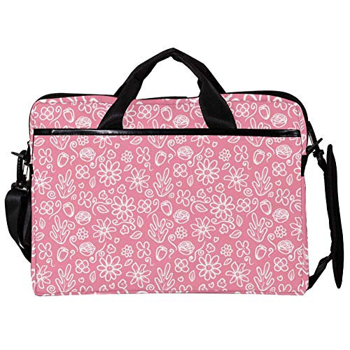 Bolso bandolera para portátil de 14 a 15 pulgadas con estampado de flores rosas