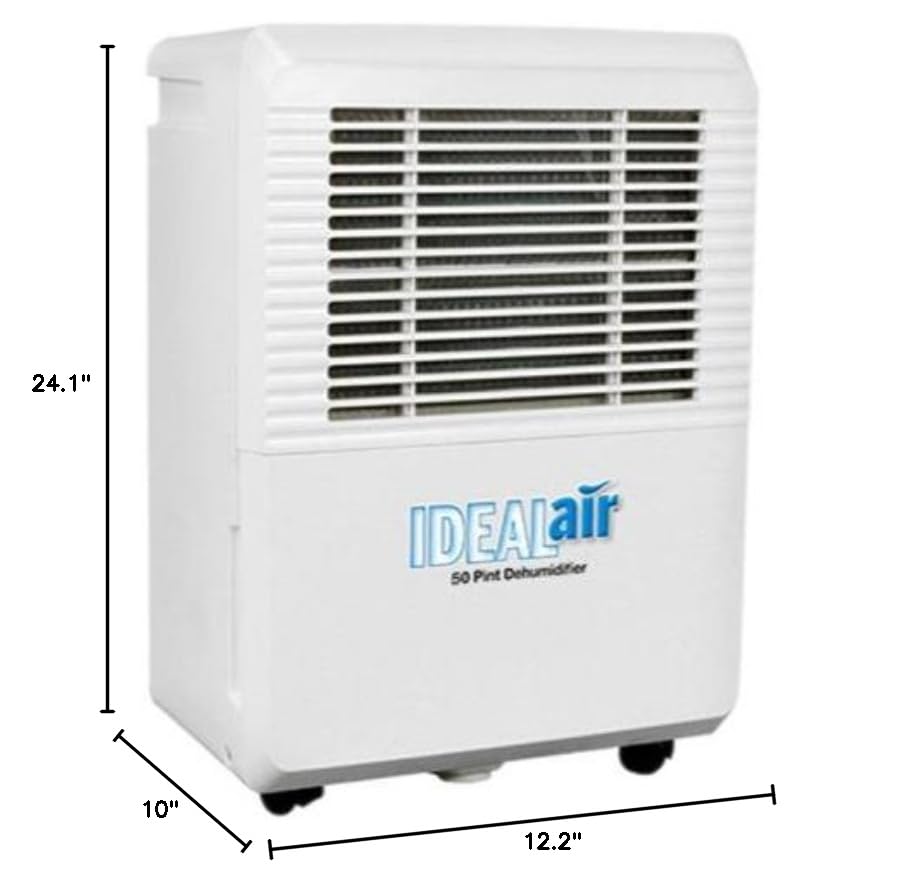 Ideal-Air 50 Pint Dehumidifier with dimensions