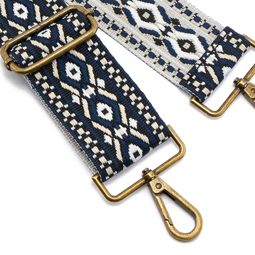 Image of ZOOEASS Bronze Buckles Purse Strap, 2 inch Wide Crossbody Handbag Strap Adjustable Replacement Shoulder Strap Vintage Embroidery