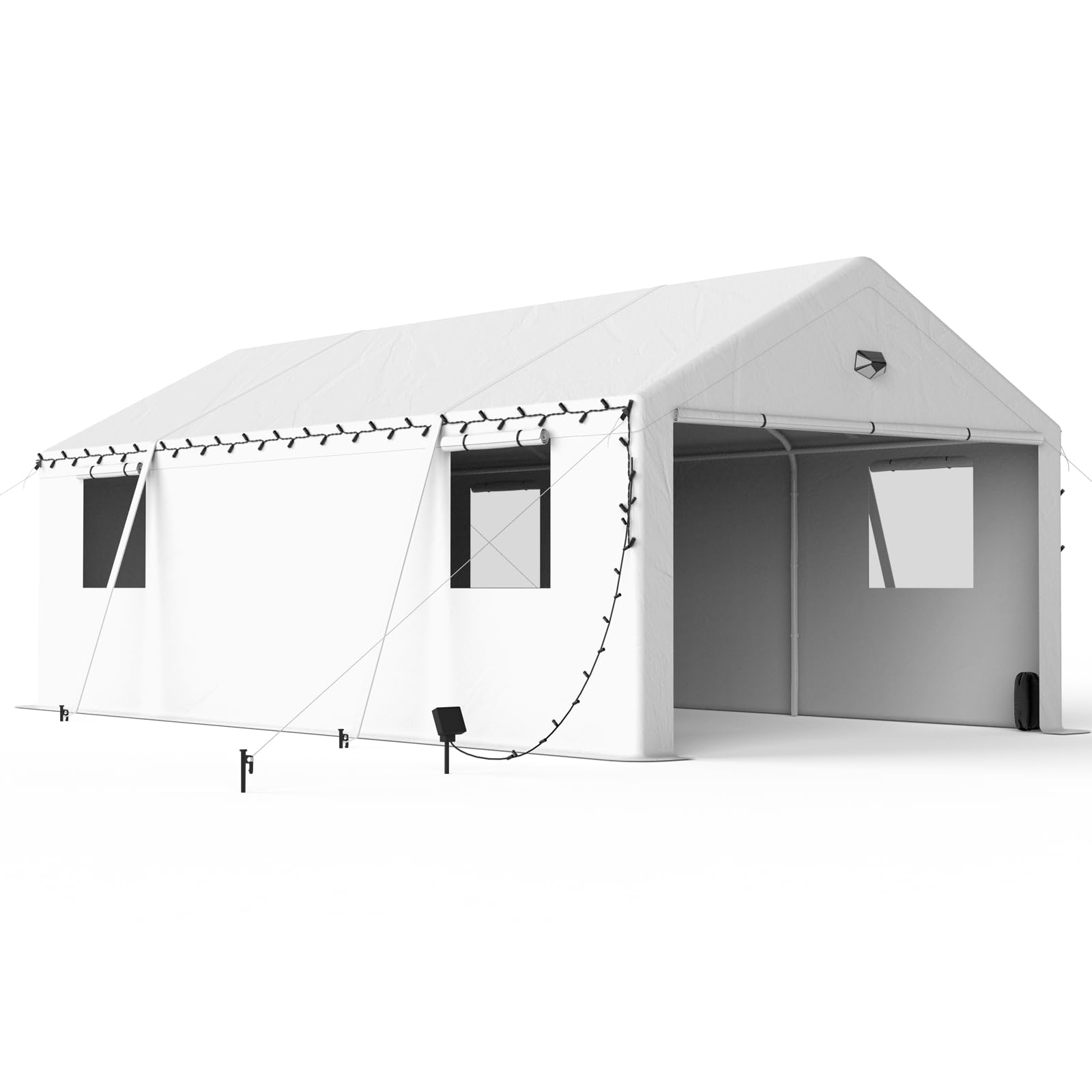 10x20carport canopy, heavy duty car port, portable car ports garage with 2 roll-up zipper drive through doors, white
