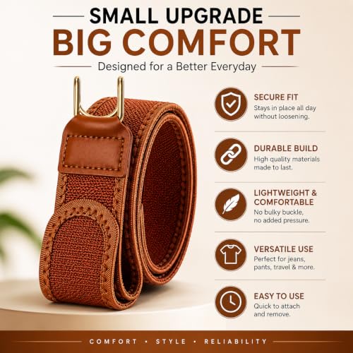 XONCO Store XONCO 2-Pack No Buckle Stretch Belt Brown - Image 7