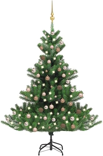 Nordmann - Juego de árbol de Navidad artificial de abeto con luces LED y bolas, árbol de Navidad artificial, árbol de Navidad con Luces, árbol de
