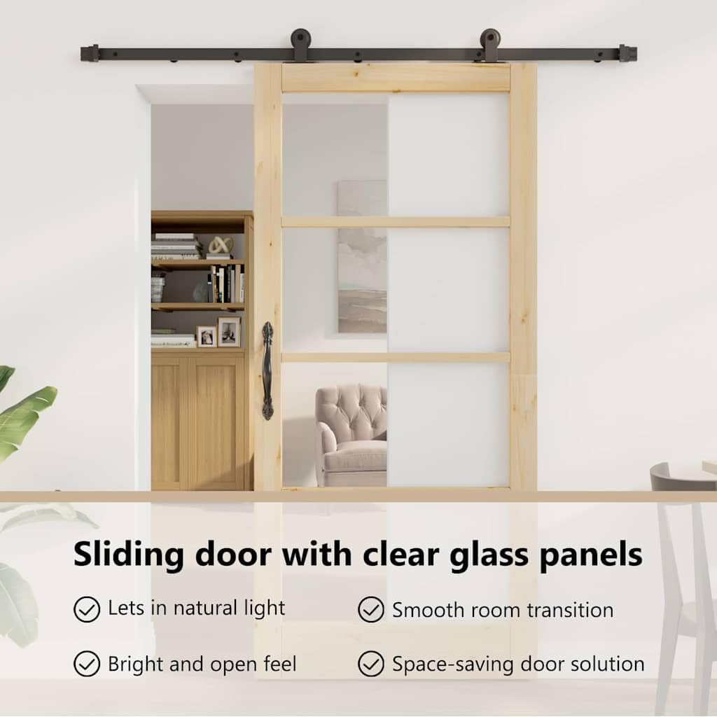 vidaXL Schiebetür ORKDAL 93 x 202 cm Massivholz Kiefer und Glas