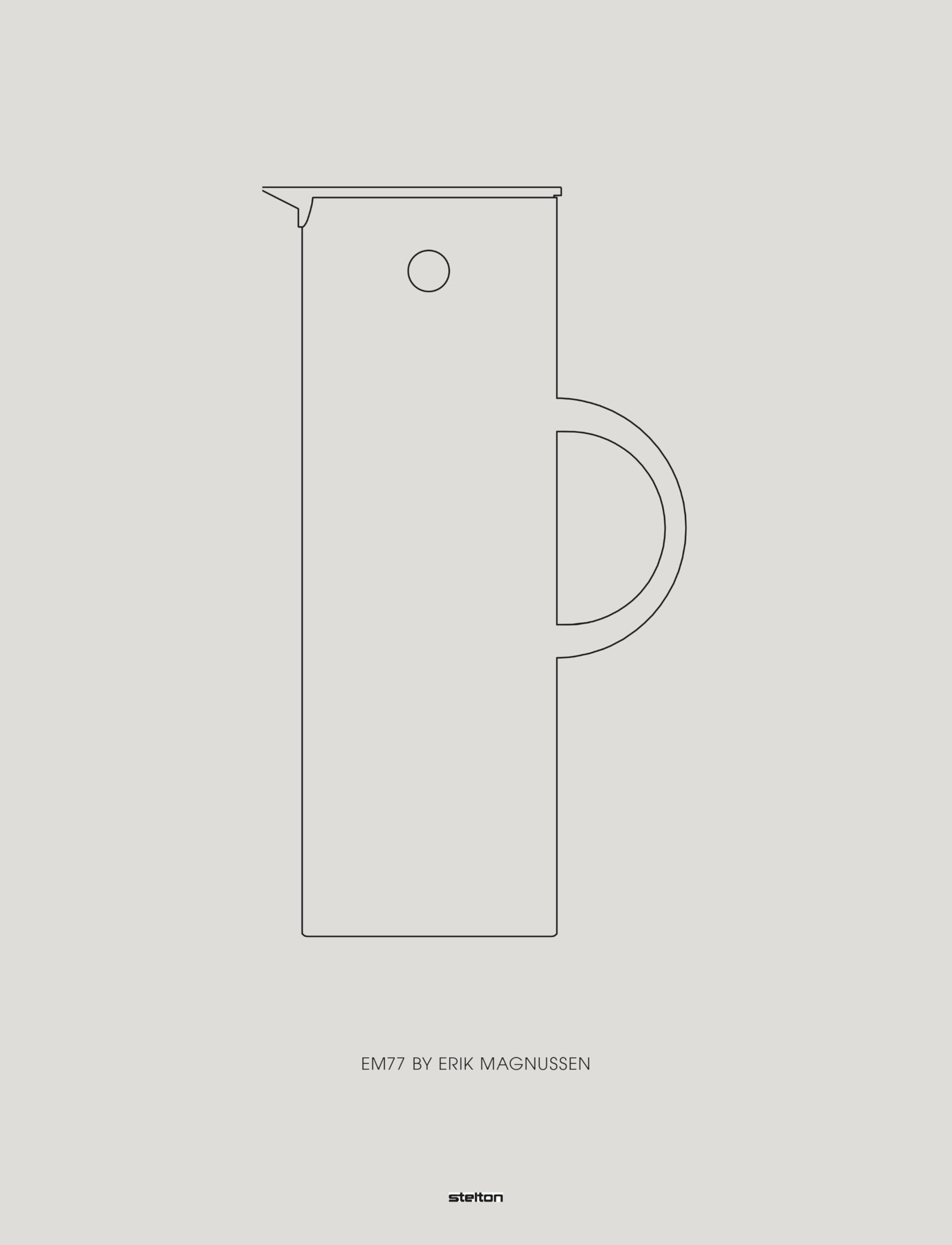 Stelton EM77 Isolierkanne 1 Liter, Kippverschluss & Schraubdeckel, Warmhaltekanne für Kaffee & Tee, austauschbare Teile, Made in Denmark