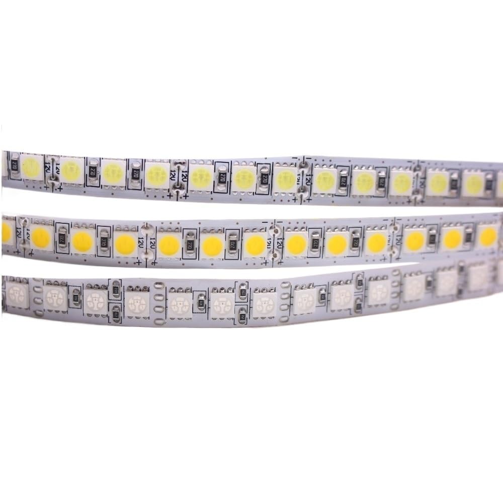 JiuRui LED Lampe LED de 5m DC12V 24V Strip 5050 12 0le Ds/m 60 Xled Super Bright 5050 LED Lumière flexible RVB White Whitewarm 4000K (Couleur : IP65)