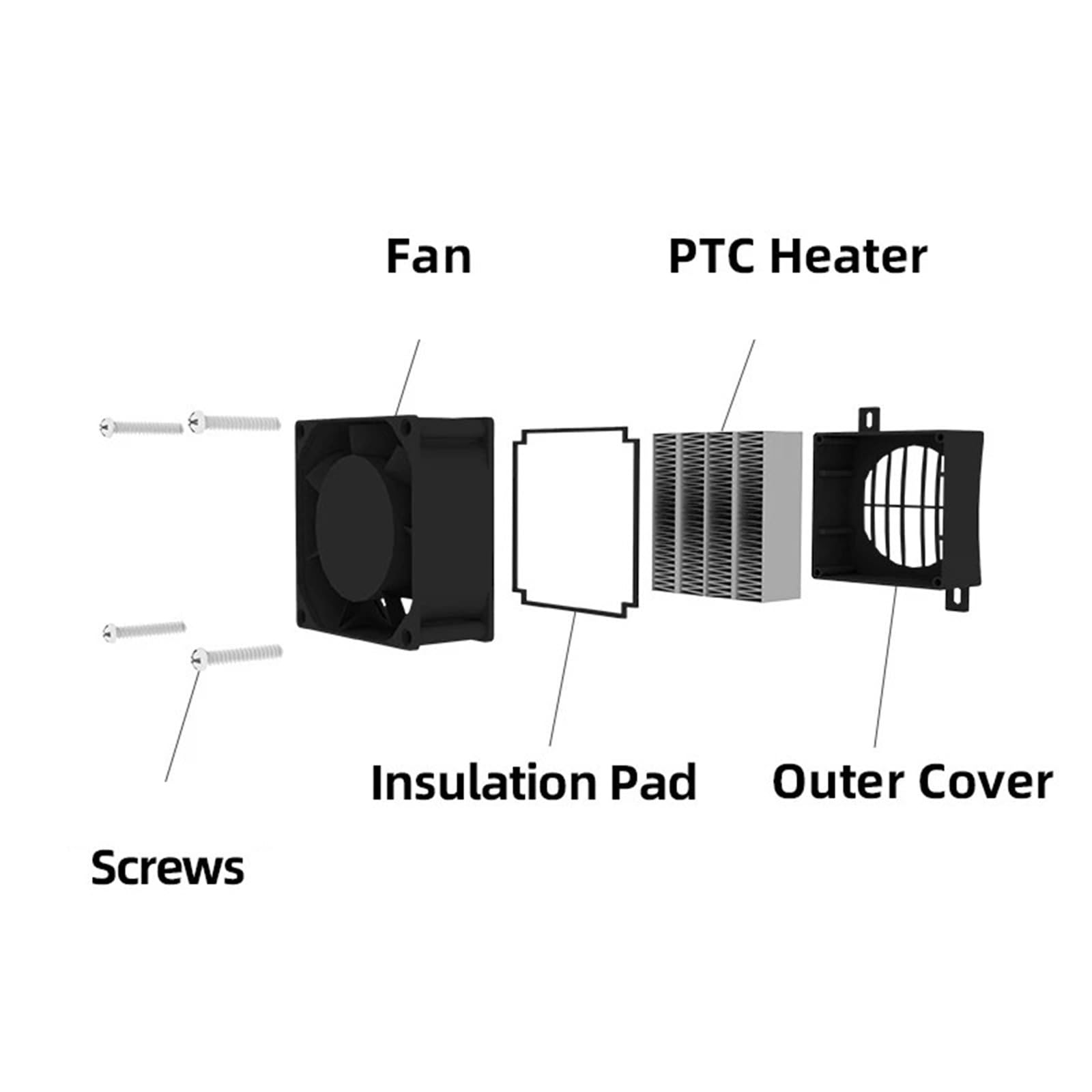 Grzejnik elektryczny PTC z wentylatorem, 220 V, 12 V, 24 V, 50 W ~ 200 W, izolacja, stała temperatura. (48 V 150 W)