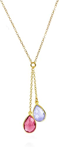 Miniatura 5 de Regalo personalizado para el día de la madre para mamá, collar con piedra natal estilo Lariat con cualquier número de piedras de nacimiento, collar