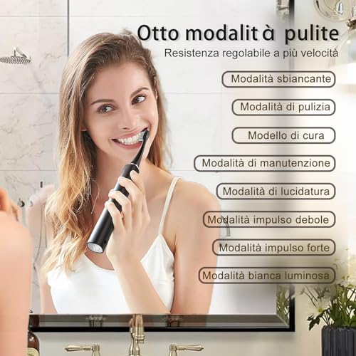 Yeebyars Electric Toothbrush Spazzolino Elettrico Sonico Pasta da dentisti per adulti e bambini, tocca sottomano elettrico ultrasuono con 4 teste da sfregamento, pasta da dentisti portatile con