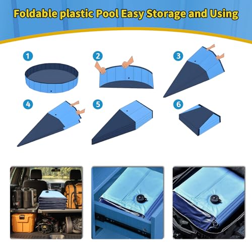 Image of CACSPS Foldable Dog Pool, 32 inch x 8 inch Kiddie Pool with Hard Plastic, Non-Slip Dog Bath Tub for Outdoor Backyard, Collapsible Dog Swimming Pool for Kids Dogs Pets (Blue)