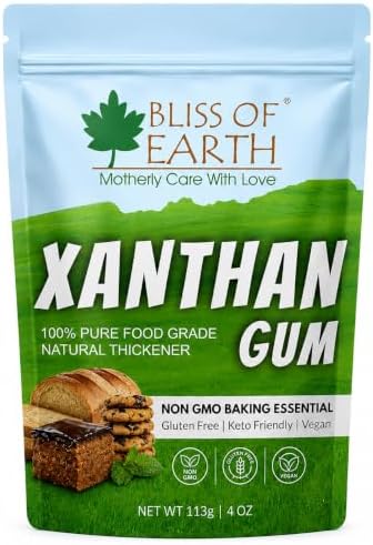 Bliss of Earth Xanthan Gum Powder, 113g | 100% Pure Food Grade Thickener & Stabilizer | Gluten Free Cooking & Baking Essential for Bread, Cakes & Sauces| Vegan, Keto-Friendly & Multipurpose Powder