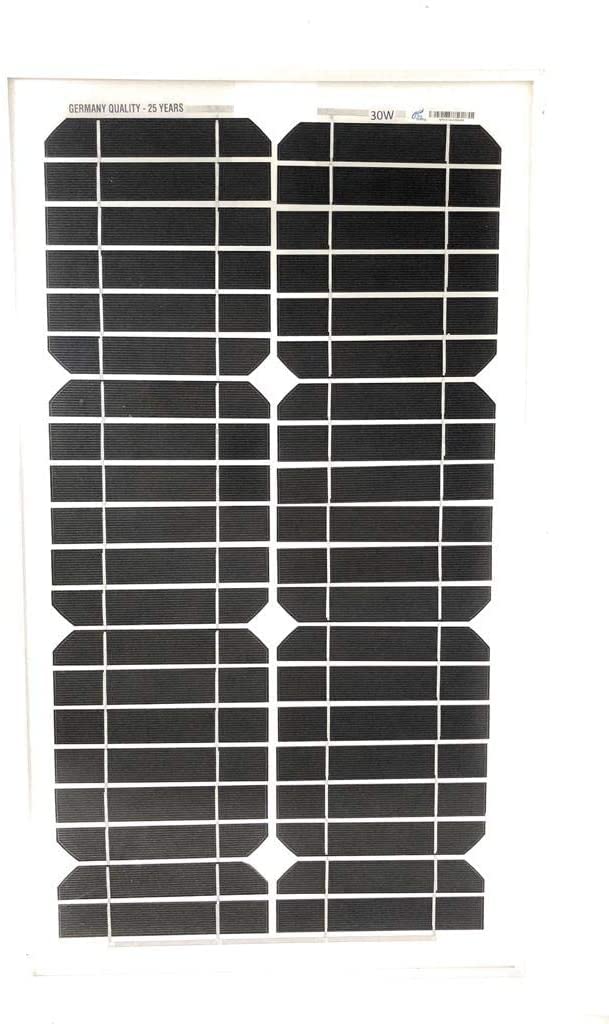 Pannello ad Energia Solare Fotovoltaico 30W 12V Con Celle In Silicio e Pinze