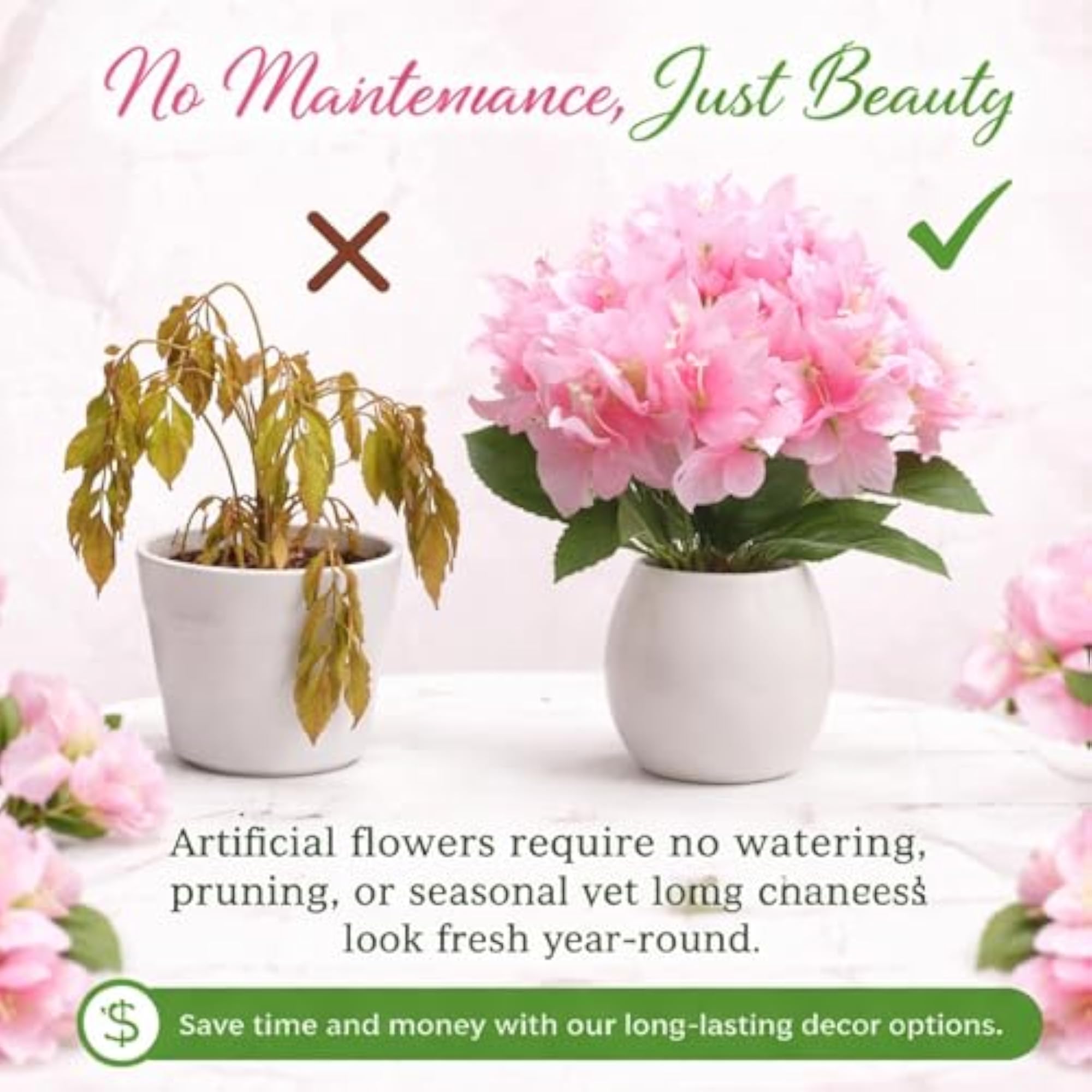 Premium Pink Artificial Hydrangea Flower Bouquet for Home Decor