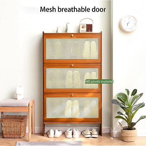 Meuble à chaussures peu encombrant en bambou naturel pour entrée compacte