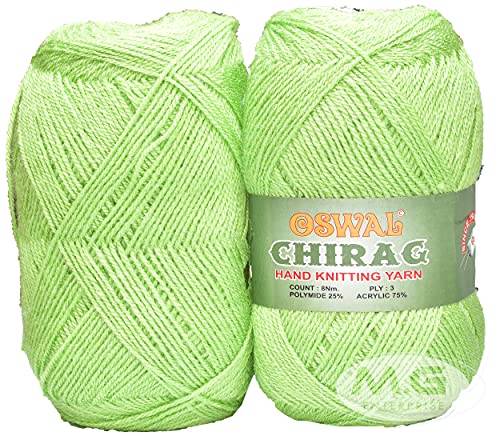 Image of M.G ENTERPRISE Os wal Chirag Light Apple Green (200 gm) Wool Ball Hand Knitting Wool /Art Craft Soft Fingering Crochet Hook Yarn, Needle Knitting Yarn Thread Dyed EHD