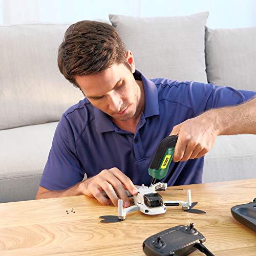 Cordless Screwdriver, Electric Screwdriver Rechargeable, 4V 2000mAh Li-ion, MAX Torque 4Nm - Dual LED, Palm-Sized, 6 Pcs Various Bits, USB Charging with Cable