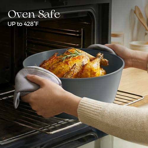 PRICUSIS Ceramic Nonstick Stock Pot with Silicone Rim Glass Lid, 4.5/7 QT Soup Pot Casserole, Cooking Pot, Induction Compatible, Dishwasher & Oven Safe, Ideal for Pasta, Bake & Stews, Blueberry Gray by PRICUSIS - Image 5