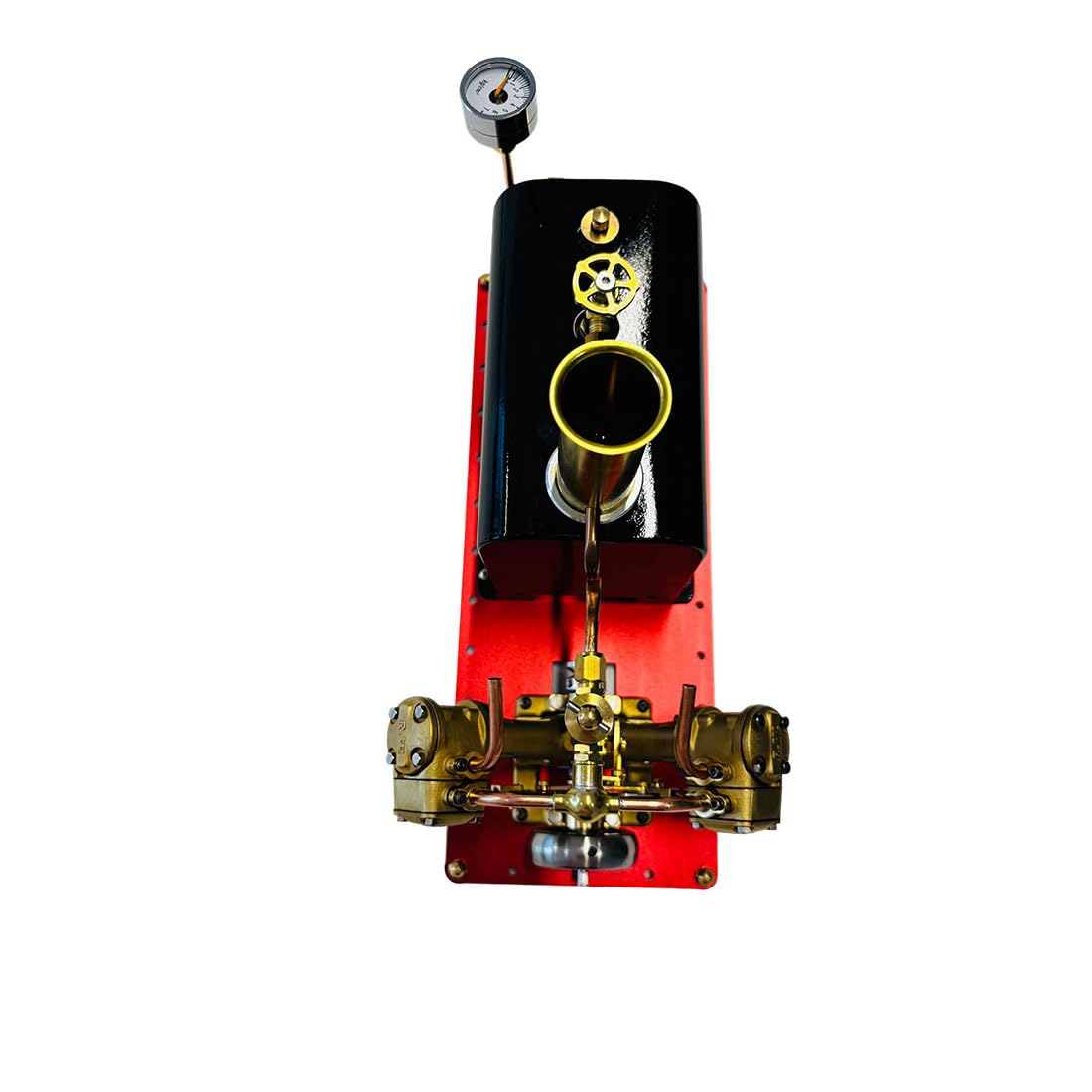 RW-BV2C Mini piston de levage inversé de type V Machine à vapeur à double cylindre et modèle de chaudière, compatible avec les bateaux à vapeur de 70 à 130 cm de long (version montée)