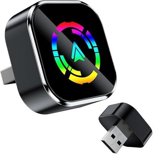 2026 Wireless carplay Adapter for iPhone/Android - Fast Connection,No Latency,Hands-Free Call Wireless Adapter Electronic Charger carplay dongle (Colorful)