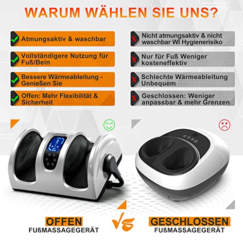 TISSCARE Fußmassagegerät mit Wärme und Fernbedienung, Shiatsu-Fuß- und Wadenbeinmassagegerät, Silber - Image 5