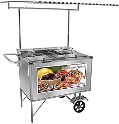 Carrinho 2 em 1 Cefaz Salada de Frutas e Açaí Luxo Inox Rodas Maciças e Toldo L17m/t