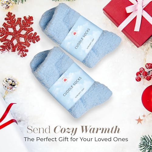 Fuzzy Socks for Women & Men - Cozy Cloud Socks for Sleeping, Gifts, Spa, Travel, Stress Relief, Postpartum, Lounge Wear - Blue (Pack of 1)4