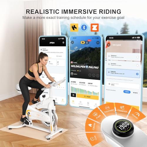 Image of Exercise Bikes for Home,Spin Bike with Adjustable Magnetic,Brake Pad Resistance Silent Belt Drive,350lbs /300lbs Weight Capacity &Upgraded Version Seat for Home Cardio&Weight Loss(QM-530W)