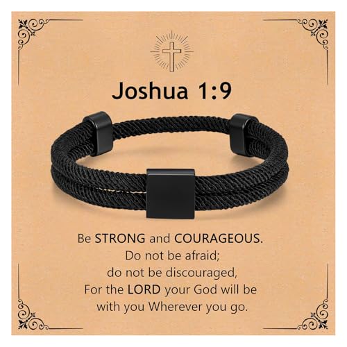 VNOX Rope Bracelet for Men Boy - Christian Scripture Bible Verse Rope Joshua 19 Rope Bracelets Religious Gift for Teen Boys Kids Teenage，Mens Faith...