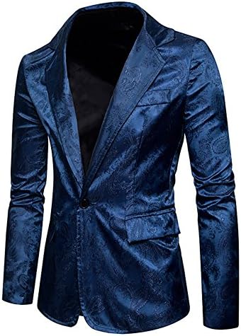 NiuZi Men's Slim Fit Casual Blazer Jacket One Button Peak Lapel Collar Sport Coat Floral Printed Party Suit Jacket