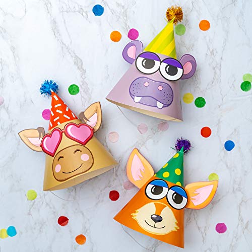 image for Crafty Critters Party Supplies Birthday Hats for Kids DIY Party Hat I 