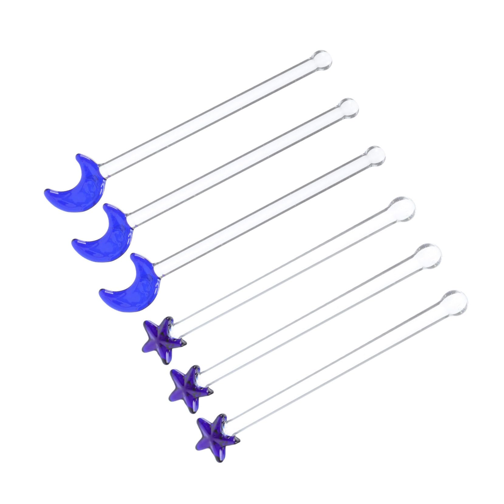 GRIRIW 6Pcs Creative Transparent Mixing Sticks Stirring Rods for Cocktails and Drinks for Home Bar and Party Use Moon Star Design