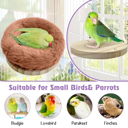 Image of Hamiledyi Bird Bed for Cage Plush Parrot Hanging Hammock Warm Bird Nest Parrot Nest House Snuggle Hut Birds Sleeping Bed Soft Warm Hammock for Parakeet Lovebird Cockatoos Budgies(Brown)