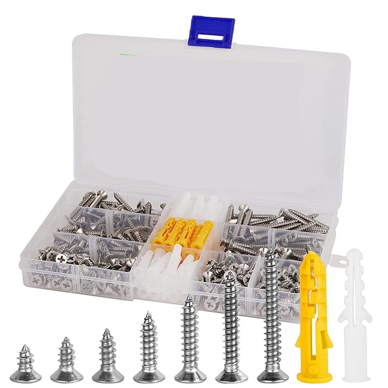 Generic HOT 420Pcs M3 Flat Head Wood Screws Assortment Fasteners Kit, Phillips Drive Countersunk Head Self-Tapping Screws - (Color: Silver)