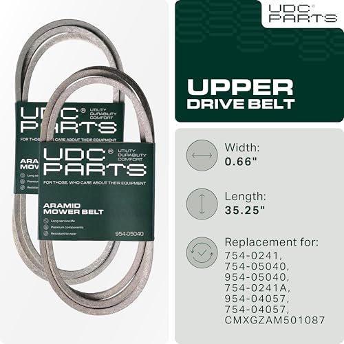 Image of UDC Parts 954-05040 Upper Drive Belt Replacement - 35.25 Inches Length - for Craftsman T110 954-0241A Upper Drive Belt 754-0241A 9540241A 95405040 Troy Bilt Pony MTD /Aramid Cord