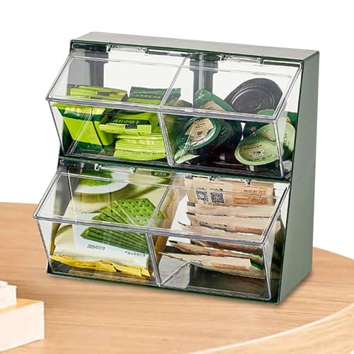 Riaisttd Carrito para bolsitas de té - Soporte para Bolsas de té apilable de 2 Niveles de Estilo japonés - Organizador de para gabinete, encimeras, despensa, Cocina, café, edulcorantes