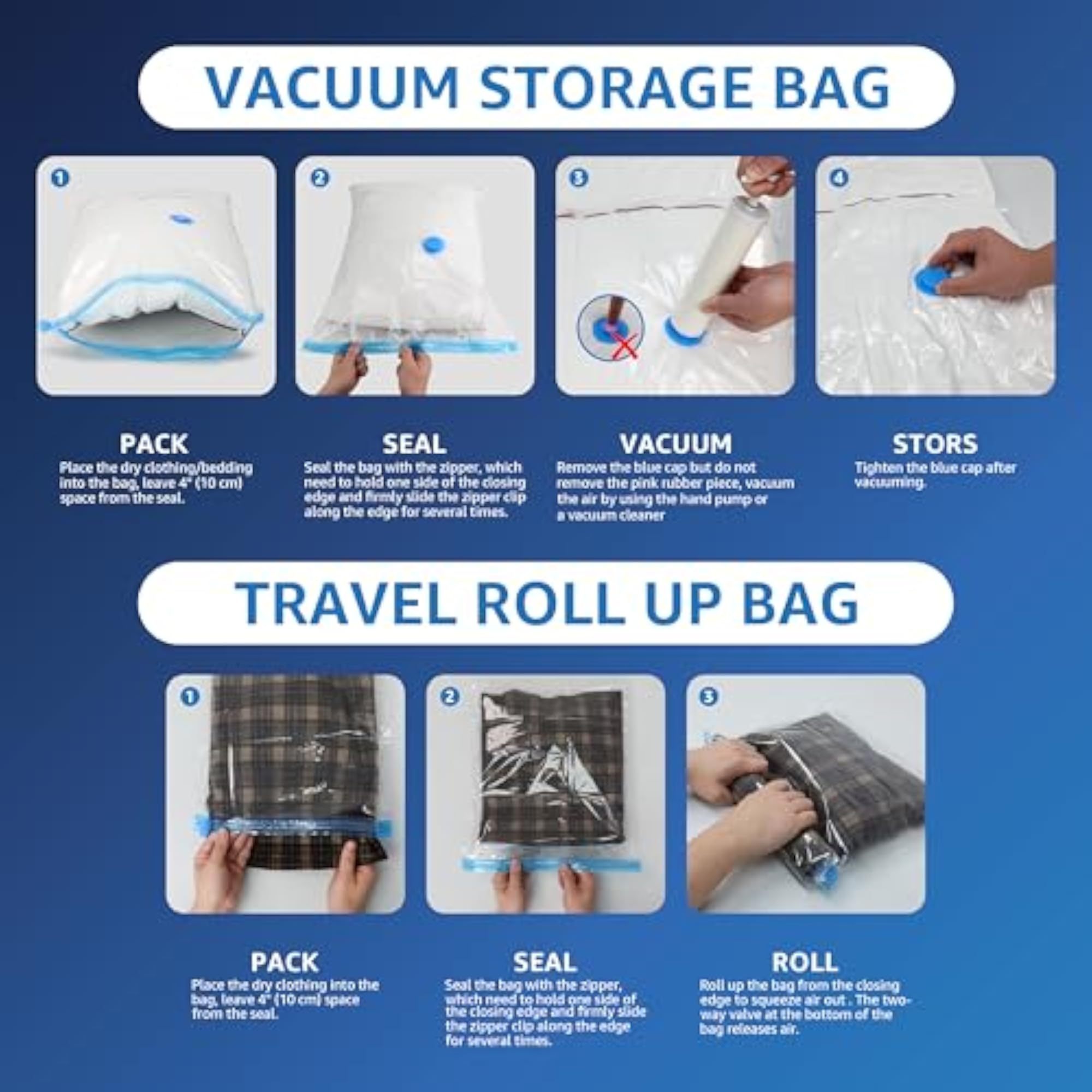 30 Pack Vacuum Storage Bags, Compression Storage Bags for Bedding