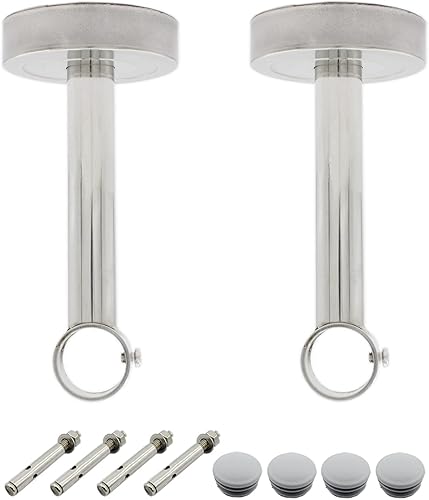 Miniatura 16 de 2 Pack Soporte de Montaje en Techo, Soporte de Tubo de Armario de Acero Inoxidable, ULIFESTAR Soporte para Barra de Cortina de Ducha, Soporte