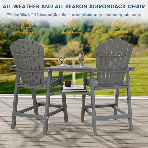 Foowin ACX-DH Tall Adirondack Chairs Set Of 2,Recycled Poly Balcony Chair With Double Connecting Tray Patio Stools Weather Resistant thumb #4