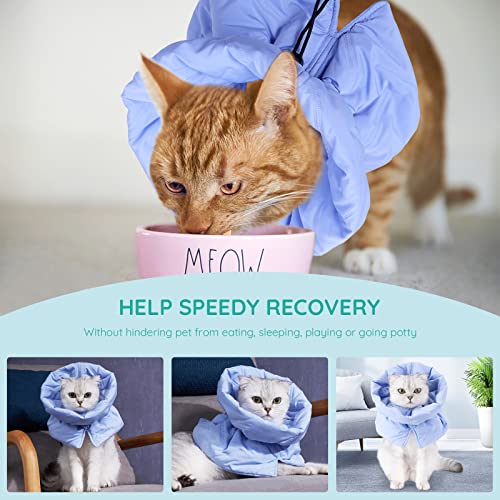 Cat Recovery Collar, Soft Adjustable Cat Cone Alternative, Lightweight Waterproof Fasteners Collars For Cats Kittens Puppies, After Surgery Stop Licking And Daily Use (Neck Girt 6.3"-9.1") #TOP2