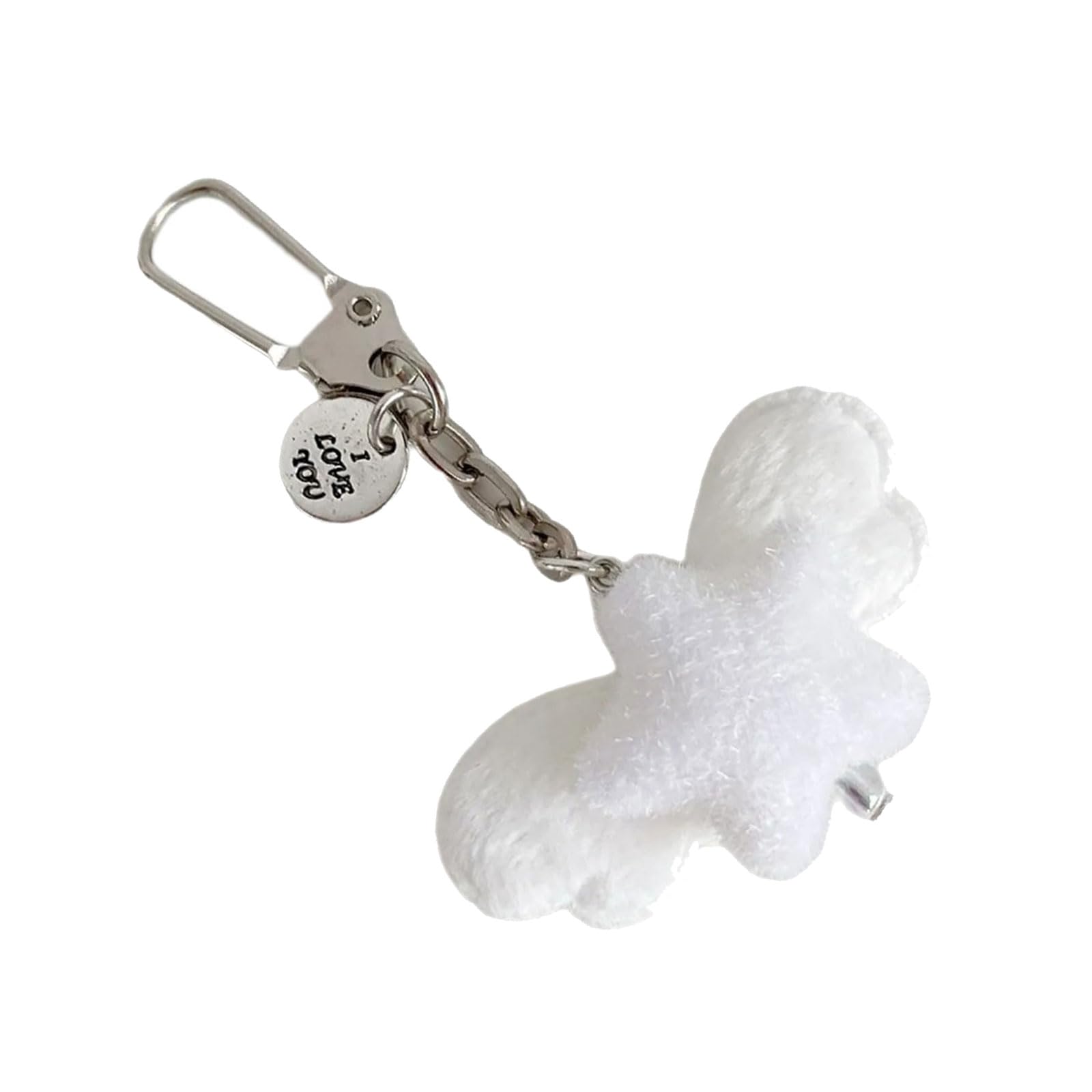 APGLSXY Flocking Materials Star Keychain Fuzzy Angel Wing Ornament Stylish Practical Students Girls Friend Plush Keychain Accessory