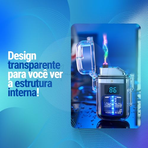 Isqueiro De Plasma Isqueiro Eletrônico Plasma Recarregável Prova D'agua Duplo Arco, Ideal para Acam