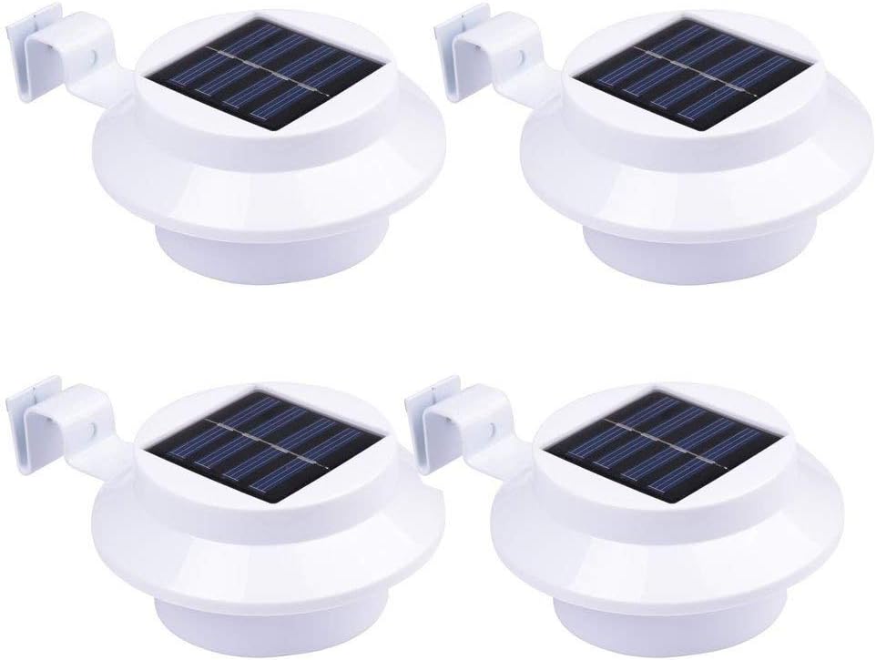 4X Blue LED Solar Powered Lights Fence Gutter Light Outdoor Garden Wall Lobby Pathway Lamp