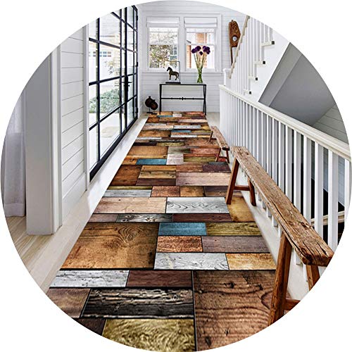 Alfombras de pasillo largo ZRUYI con diseño de madera 3D 2