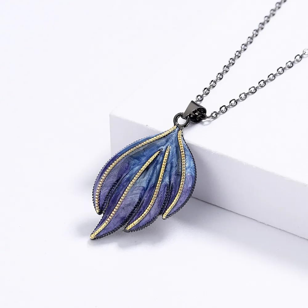 LLXYWJ Ciondolo da Donna Nero Bicolore, Collana di Forma Irregolare con Resina epossidica Blu, Catena in Argento 925