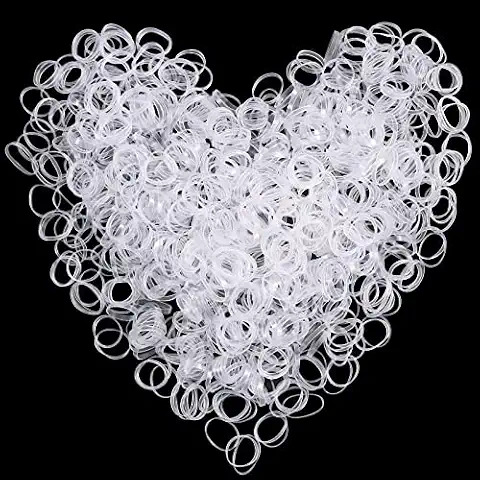 Sularpek Hair Bands, 1000Pcs Clear Elastic Hair Bands, Mini Hair Rubber Bands, Clear Small Hair Bands, Soft Hair Elastics Ties Bands for Kids Hair, Braids Hair, Wedding Hairstyle Cover