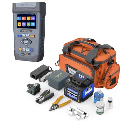 Fiber Splicer ORIENTEK T49 FTTx Mini Fusion Splicer Active Clad-Alignment 3.5 inch Display 8S Fast Splicing 18S Fast Heating w/Spare Electrodes 4000-5000 Times Empalmador De Fibra óptica (T49+K350-P)