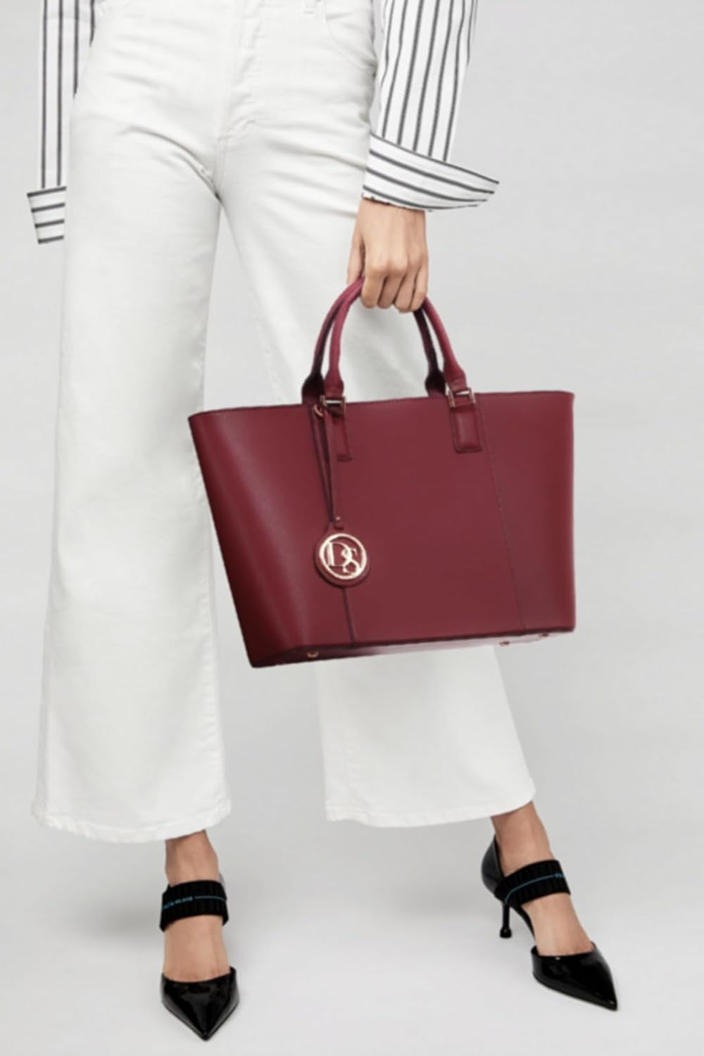 Dasein Women Satchel Purse Handbag Shoulder Bag Work Tote Bag with Matching Clutch - Image 2